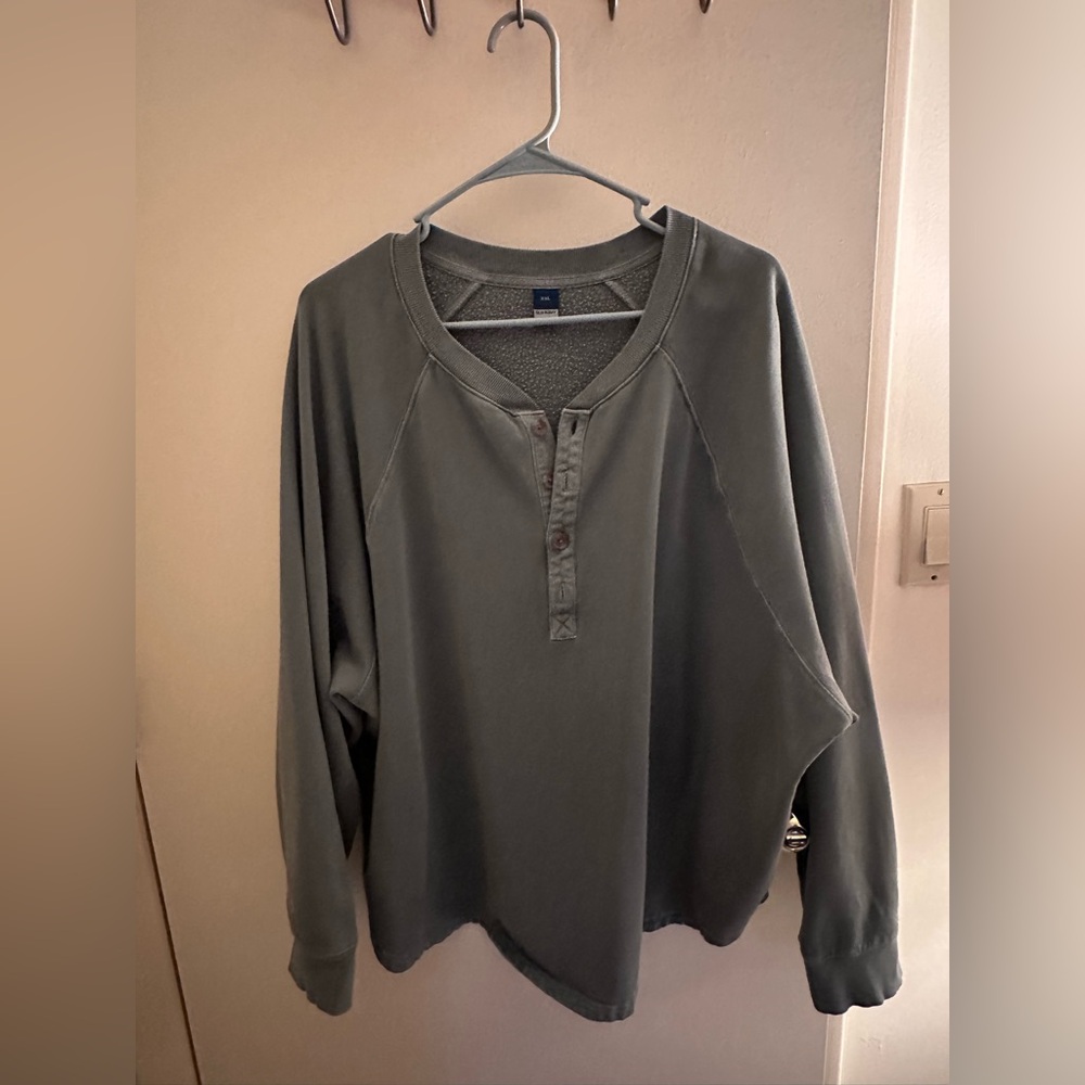 Old Navy Green/Grey Button-Up Crewneck